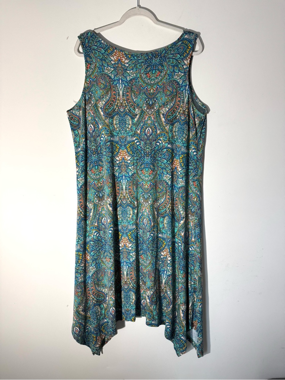 Lucky Brand Teal Paisley Tank Knit Midi dress 1X - Picture 5 of 9